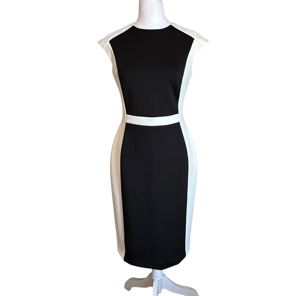 NWT Calvin Klein Colorblocked Scuba Sheath Dress Size 4 - Picture 3 of 17